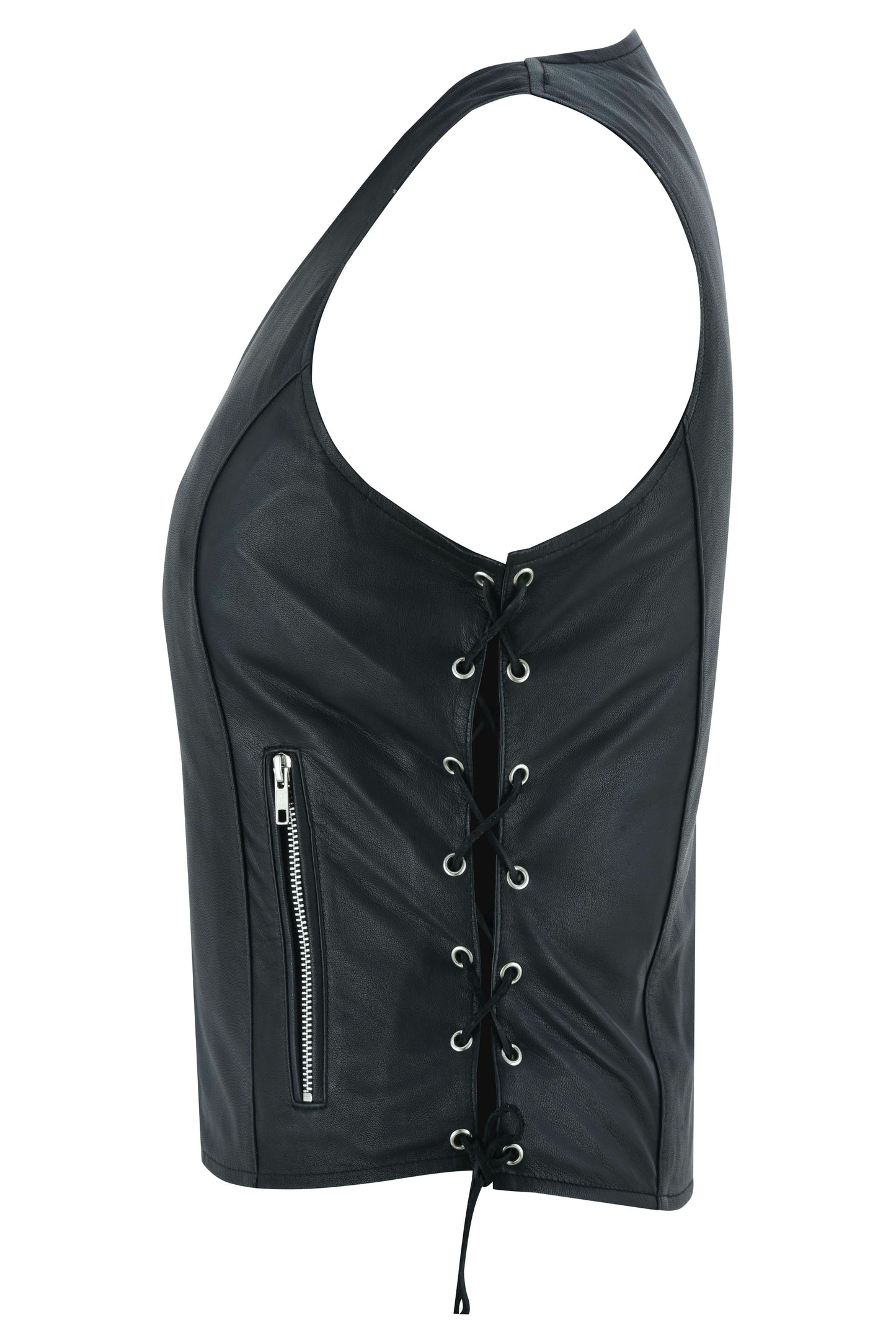 Women's Leather Full Cut Fitted Western Vest with Side Lace