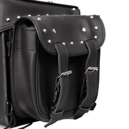 Leather Black PVC Large 4 Piece Motorcycle Touring Tail Bag wi