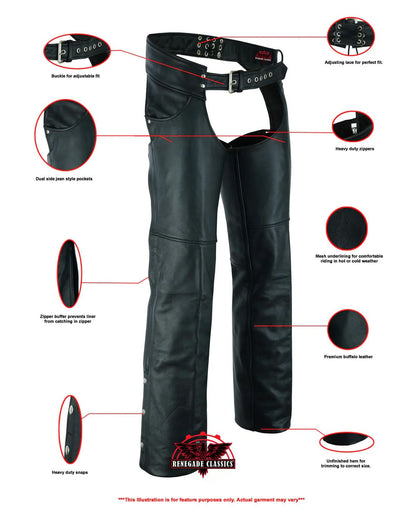 Tall Classic Leather Chaps with Jeans Pockets