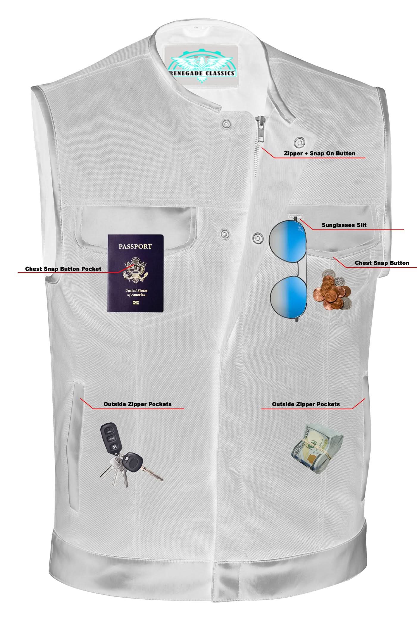Canvas club style vest, without Collar