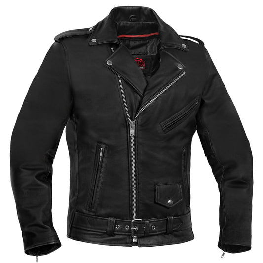 Men's Classic Plain Side Police Style M/C Jacket - TALL