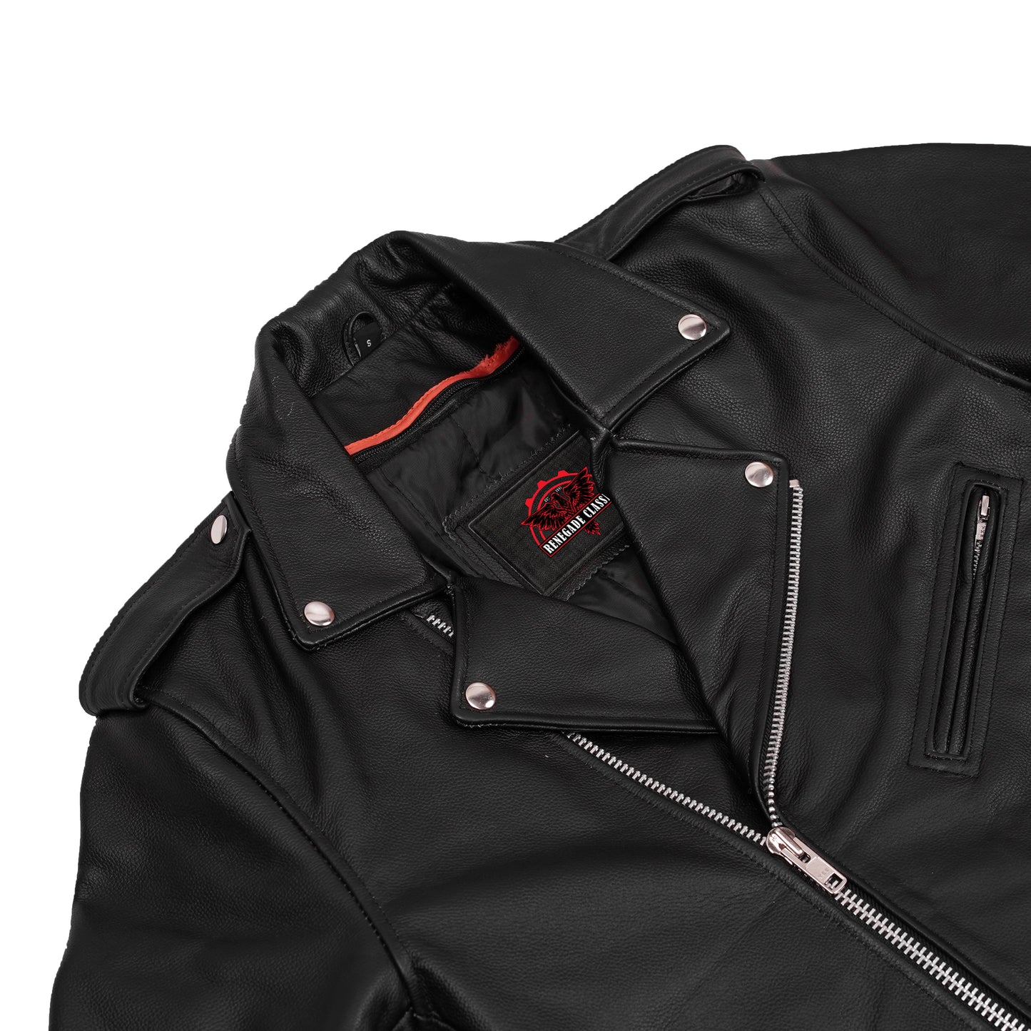 Men's Classic Plain Side Police Style M/C Jacket - TALL