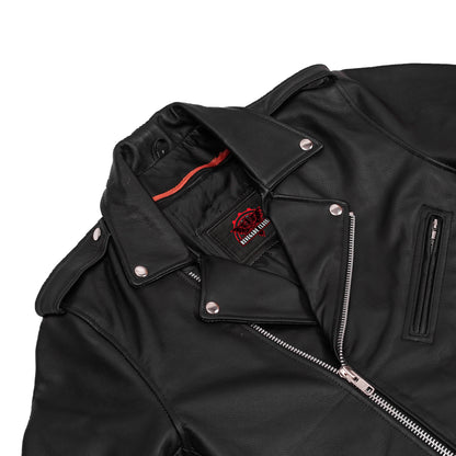 Men's Classic Plain Side Police Style M/C Jacket - TALL