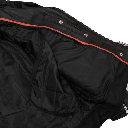 Men's Classic Plain Side Police Style M/C Jacket - TALL