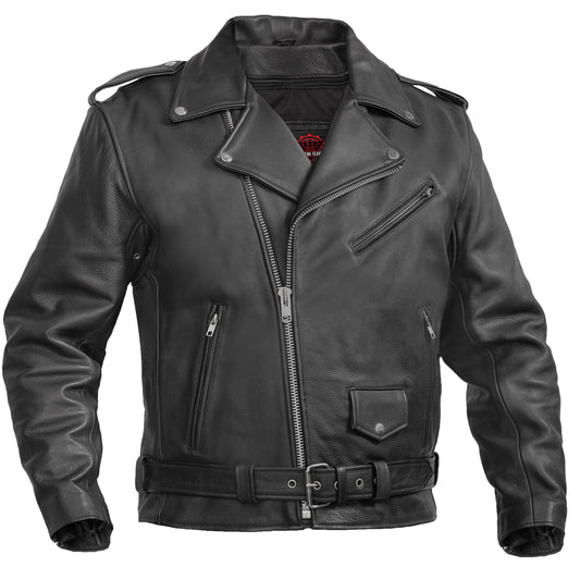 Men's Premium Classic Plain Side Police Style Jacket - Black