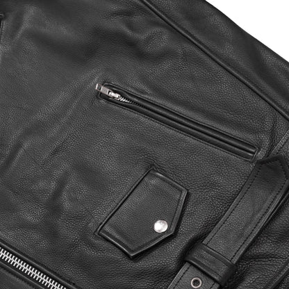 Men's Premium Classic Plain Side Police Style Jacket - Black
