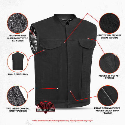 Men's Modern Utility Club Style Canvas Vest