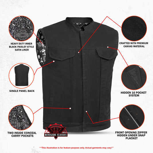 Men's Modern Utility Club Style Canvas Vest