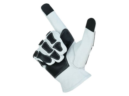 Men's Black on white Skeleton Grip Riding Gloves