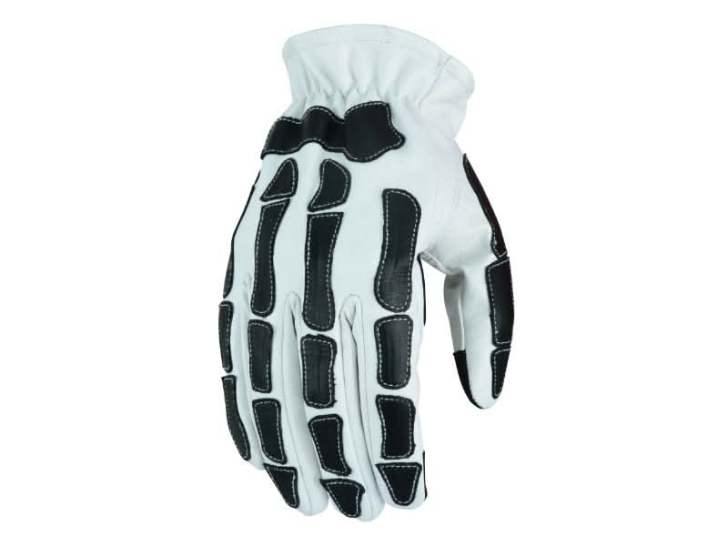 Men's Black on white Skeleton Grip Riding Gloves