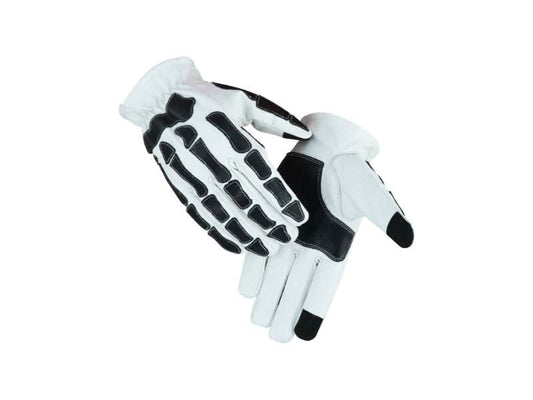 Men's Black on white Skeleton Grip Riding Gloves