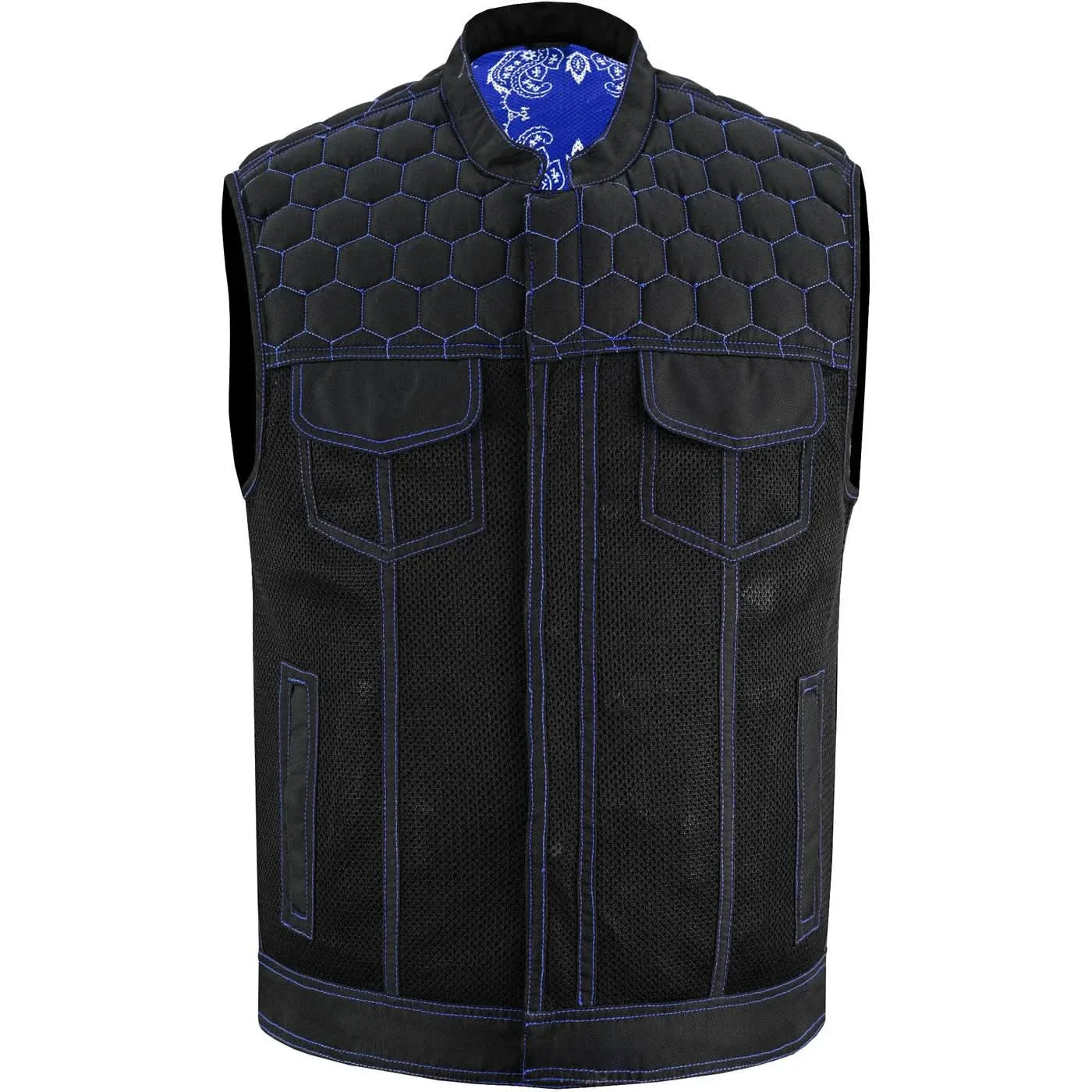 Men's Club Style Black Mesh Textile Vest "Cold Burn"