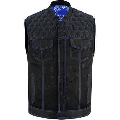 Men's Club Style Black Mesh Textile Vest "Cold Burn"