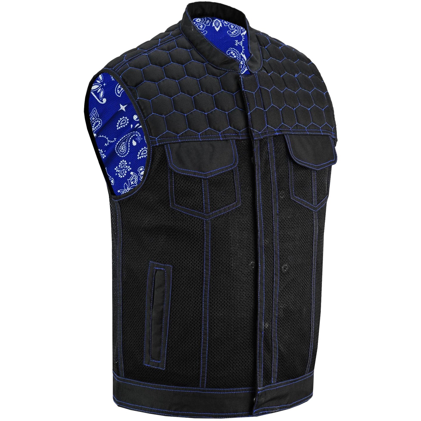 Men's Club Style Black Mesh Textile Vest "Cold Burn"