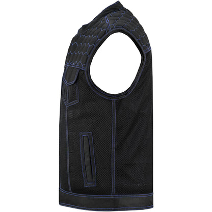 Men's Club Style Black Mesh Textile Vest "Cold Burn"