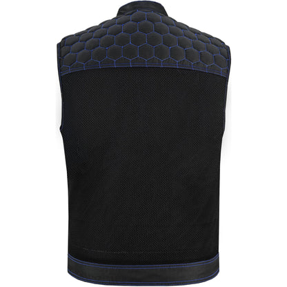 Men's Club Style Black Mesh Textile Vest "Cold Burn"