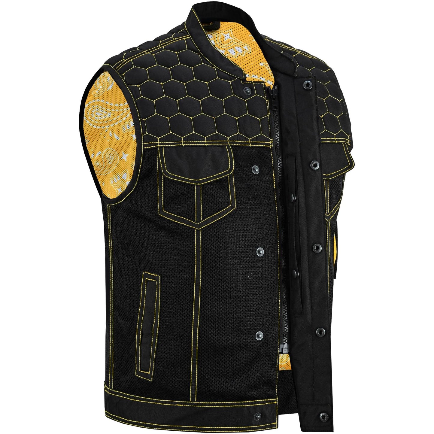 Men's "Gloom Gold" Black Mesh Textile Vest