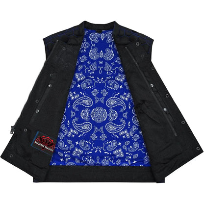 Men's Club Style Black Mesh Textile Vest "Cold Burn"