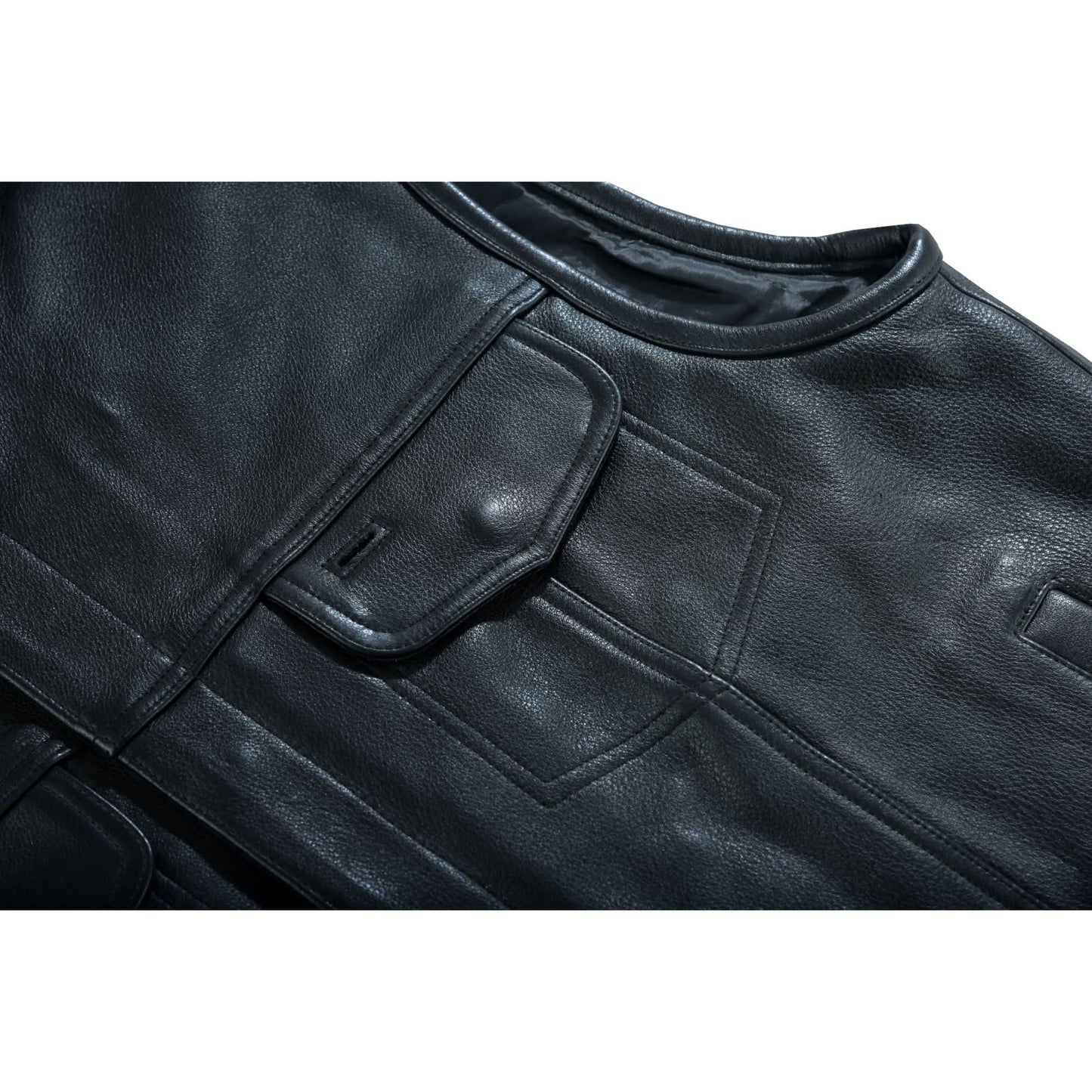 Men's "Highway Jack" Club Style Black Leather Motorcycle Vest