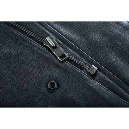 Men's "Highway Jack" Club Style Black Leather Motorcycle Vest