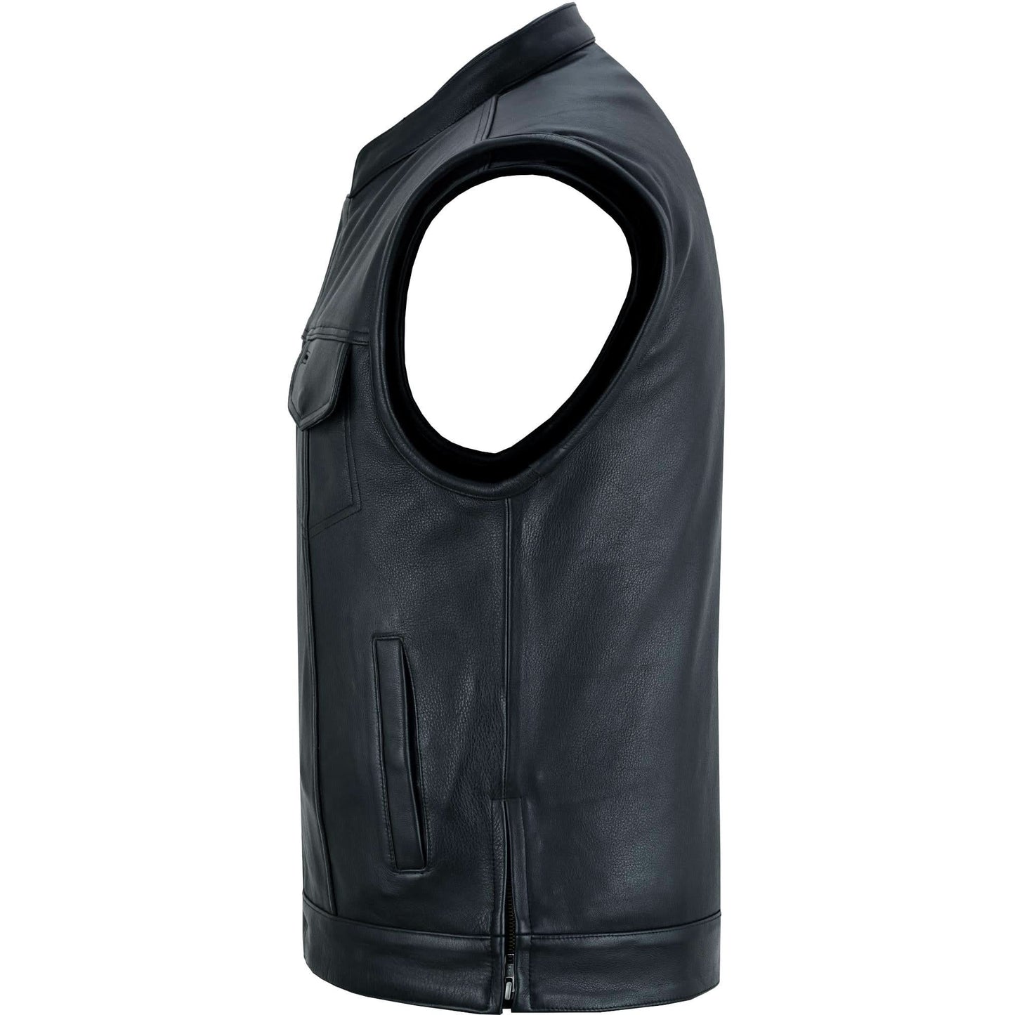 Men's "Highway Jack" Club Style Black Leather Motorcycle Vest