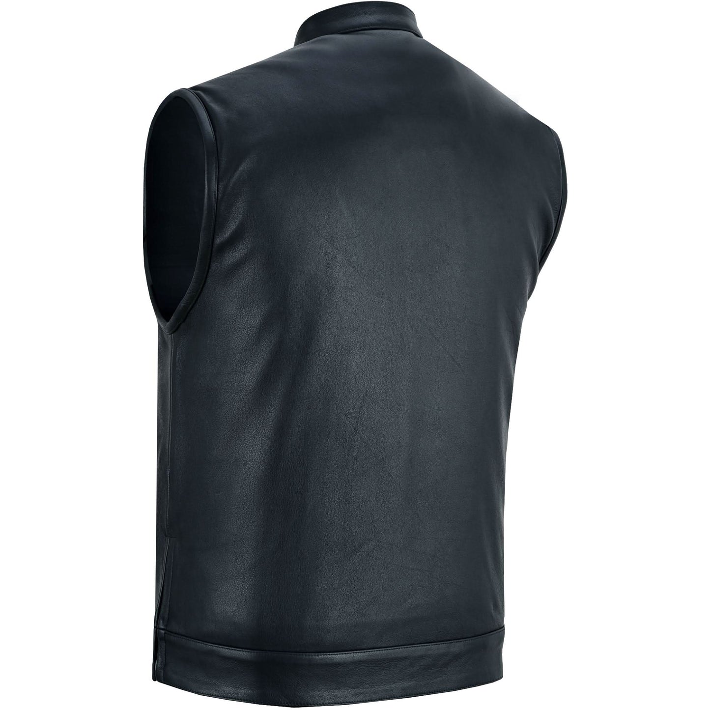 Men's "Highway Jack" Club Style Black Leather Motorcycle Vest