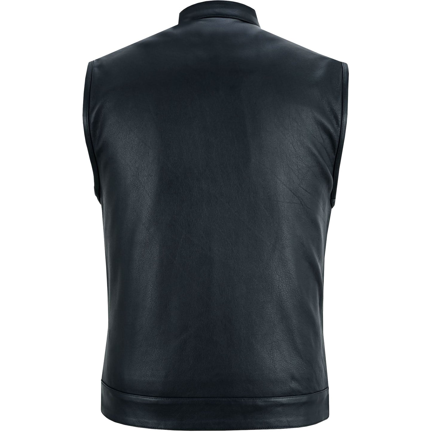 Men's "Highway Jack" Club Style Black Leather Motorcycle Vest