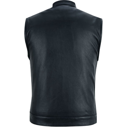 Men's "Highway Jack" Club Style Black Leather Motorcycle Vest