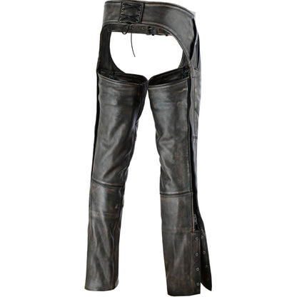 Unisex Four Pockets distressed brown Insulated Chaps with Stretchable Inner Thigh