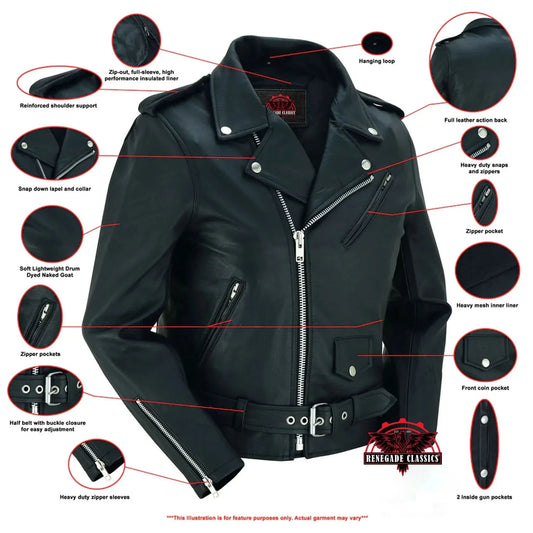 Women's Classic Fashion Plain Side Fitted Leather Jacket
