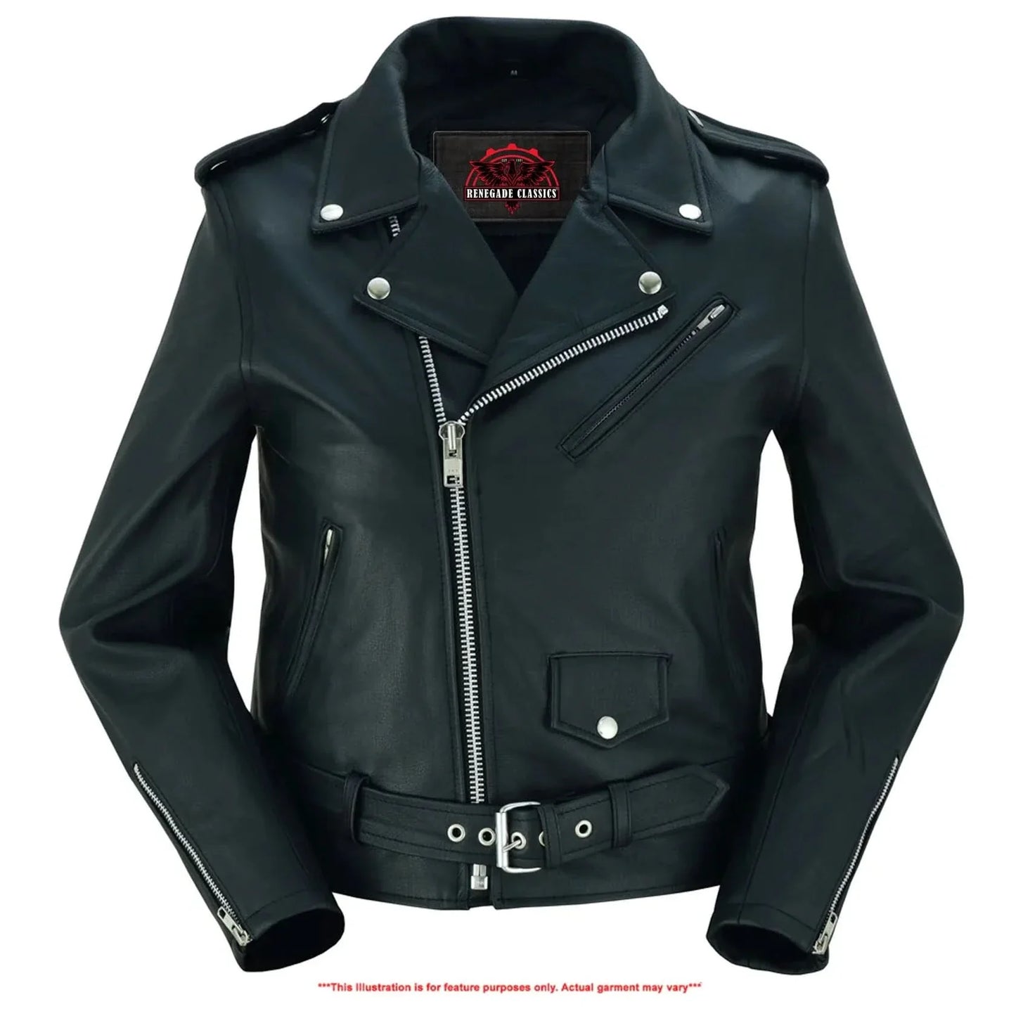 Women's Classic Fashion Plain Side Fitted Leather Jacket
