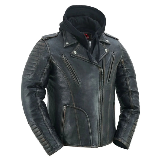 Women's Leather Motorcycle Riding Jacket – Olive "Evergreen"