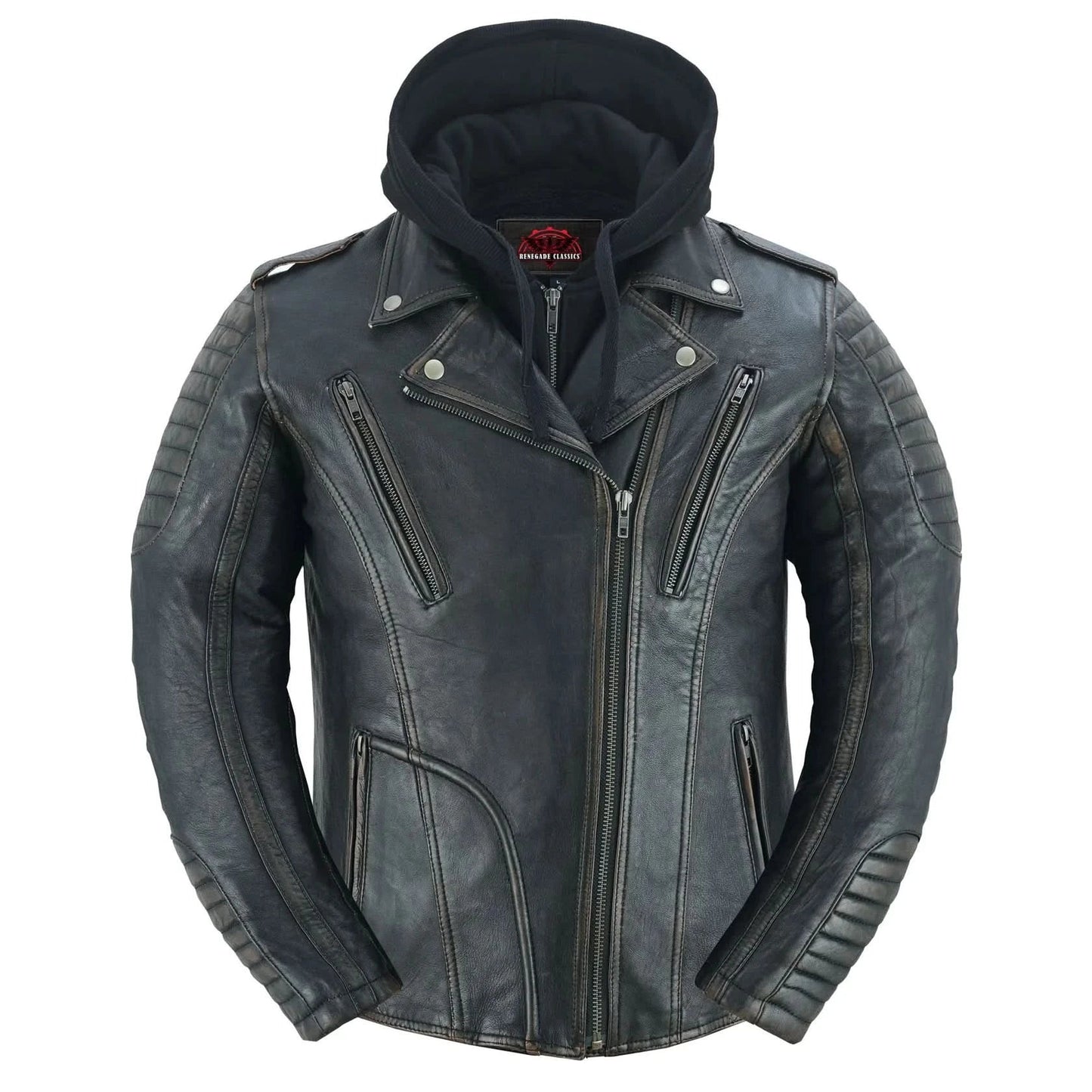Women's Leather Motorcycle Riding Jacket – Olive "Evergreen"