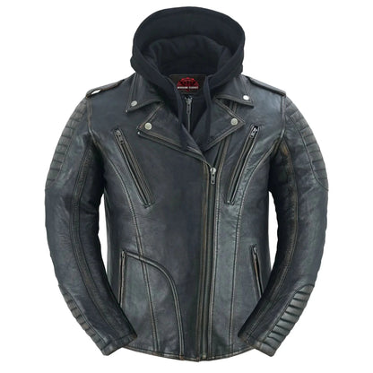 Women's Leather Motorcycle Riding Jacket – Olive "Evergreen"