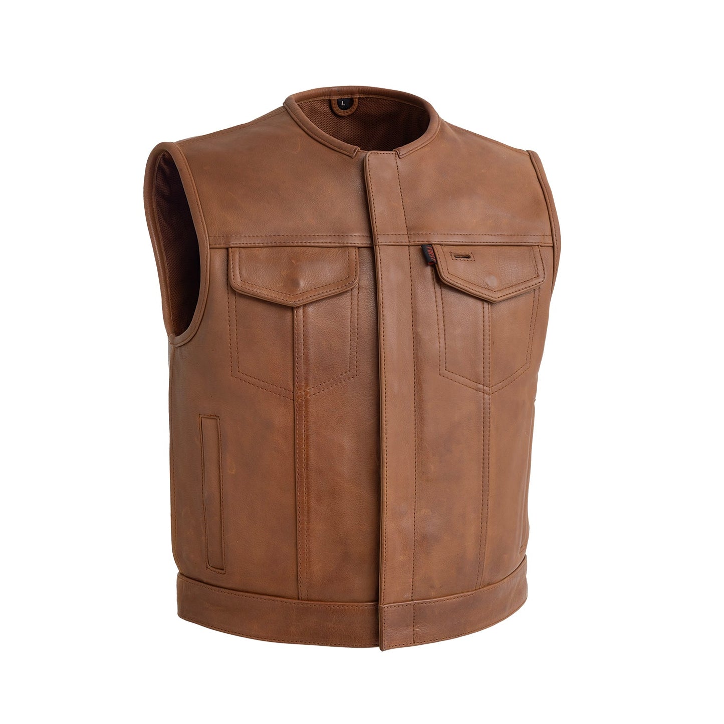 Men's Club Style Leather Motorcycle Vest- "Lowside"