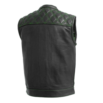 Men's Club Style Leather Motorcycle Vest- "Downside"