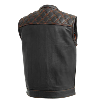 Men's Club Style Leather Motorcycle Vest- "Downside"