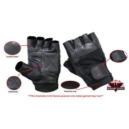 Leather and Mesh Fingerless Glove