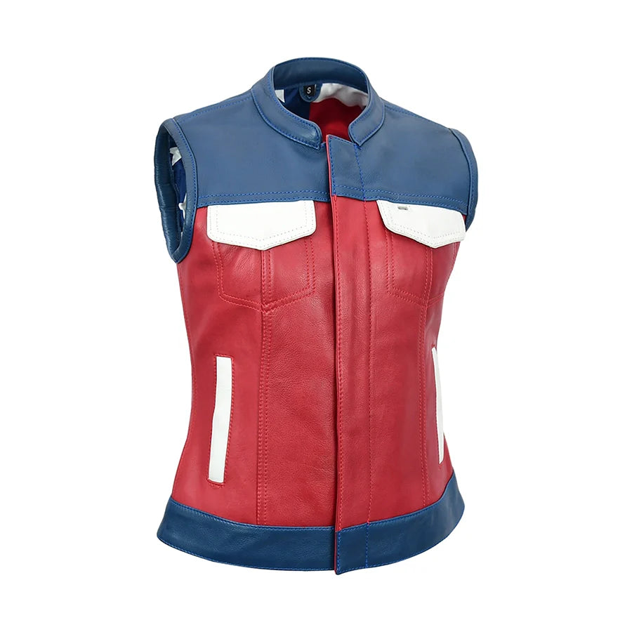 Women's Motorcycle Leather Vest Freedom Belle