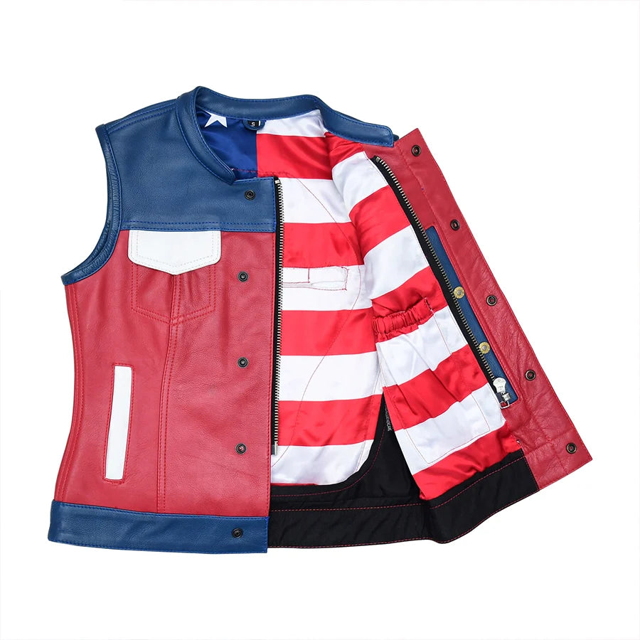 Women's Motorcycle Leather Vest Freedom Belle