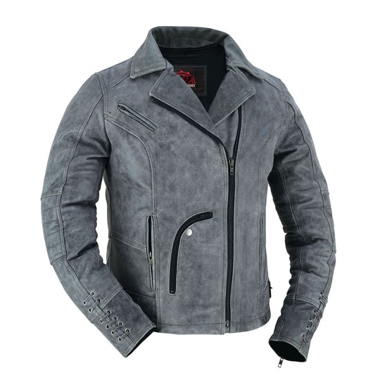 Women's Leather Riding Jacket "Must Ride" - Gray