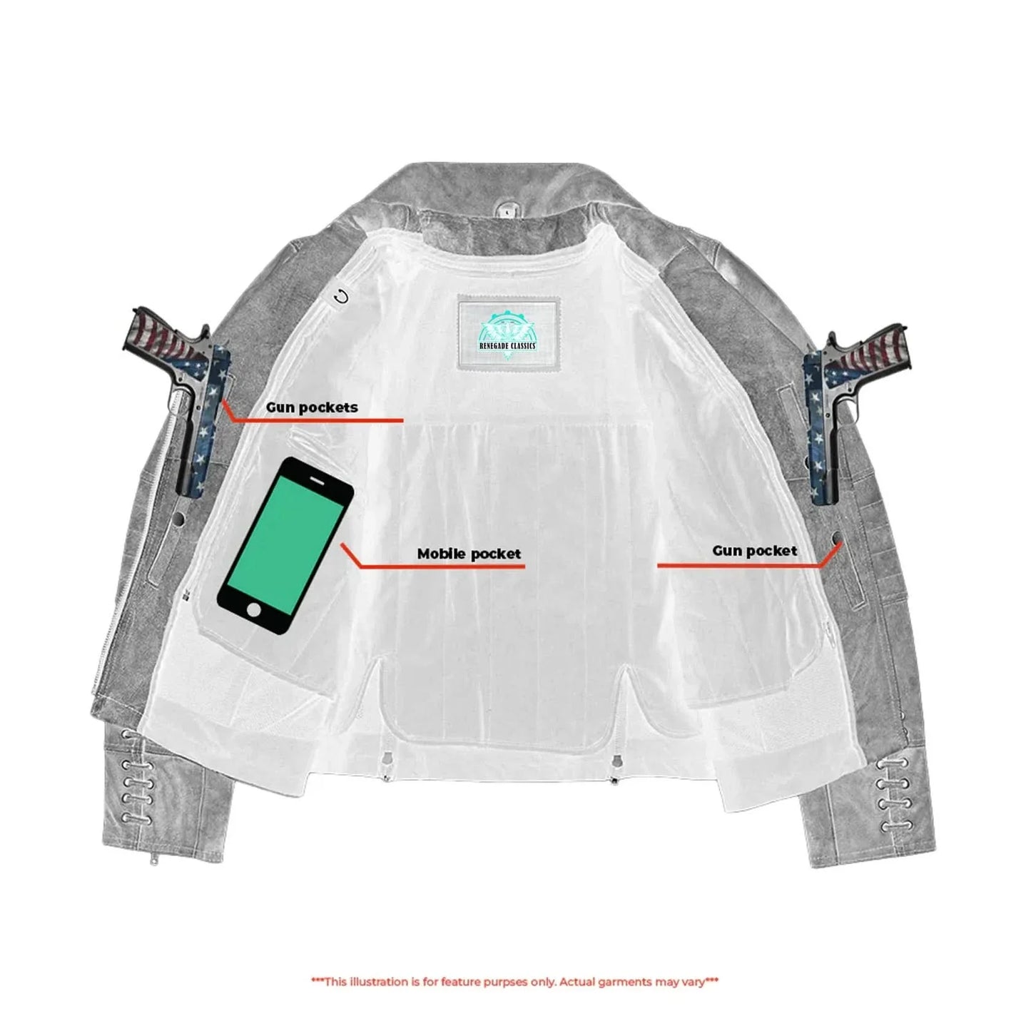Women's Leather Riding Jacket "Must Ride" - Gray