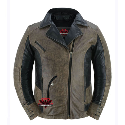 Women's Leather Motorcycle Riding Jacket- Fusion Flow