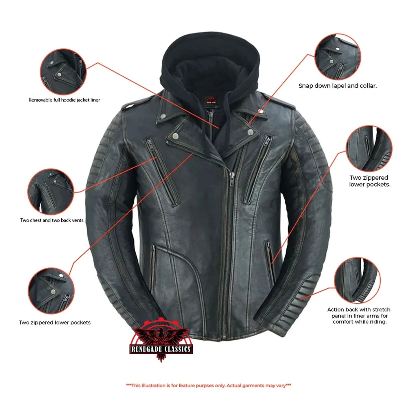 Women's Leather Motorcycle Riding Jacket – Olive "Evergreen"