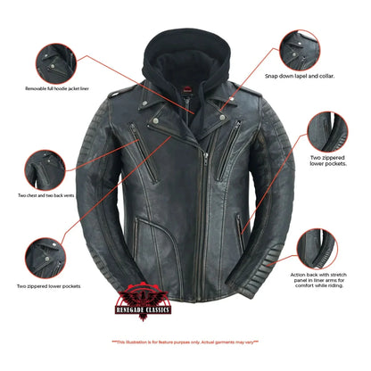 Women's Leather Motorcycle Riding Jacket – Olive "Evergreen"