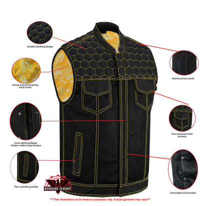 Men's "Gloom Gold" Black Mesh Textile Vest