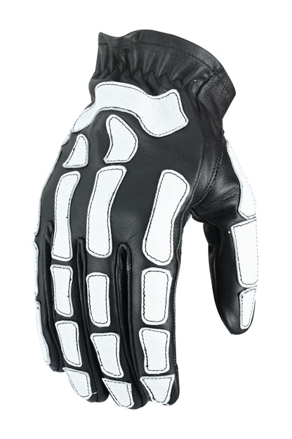 Men's White on Black Skeleton Grip Gloves