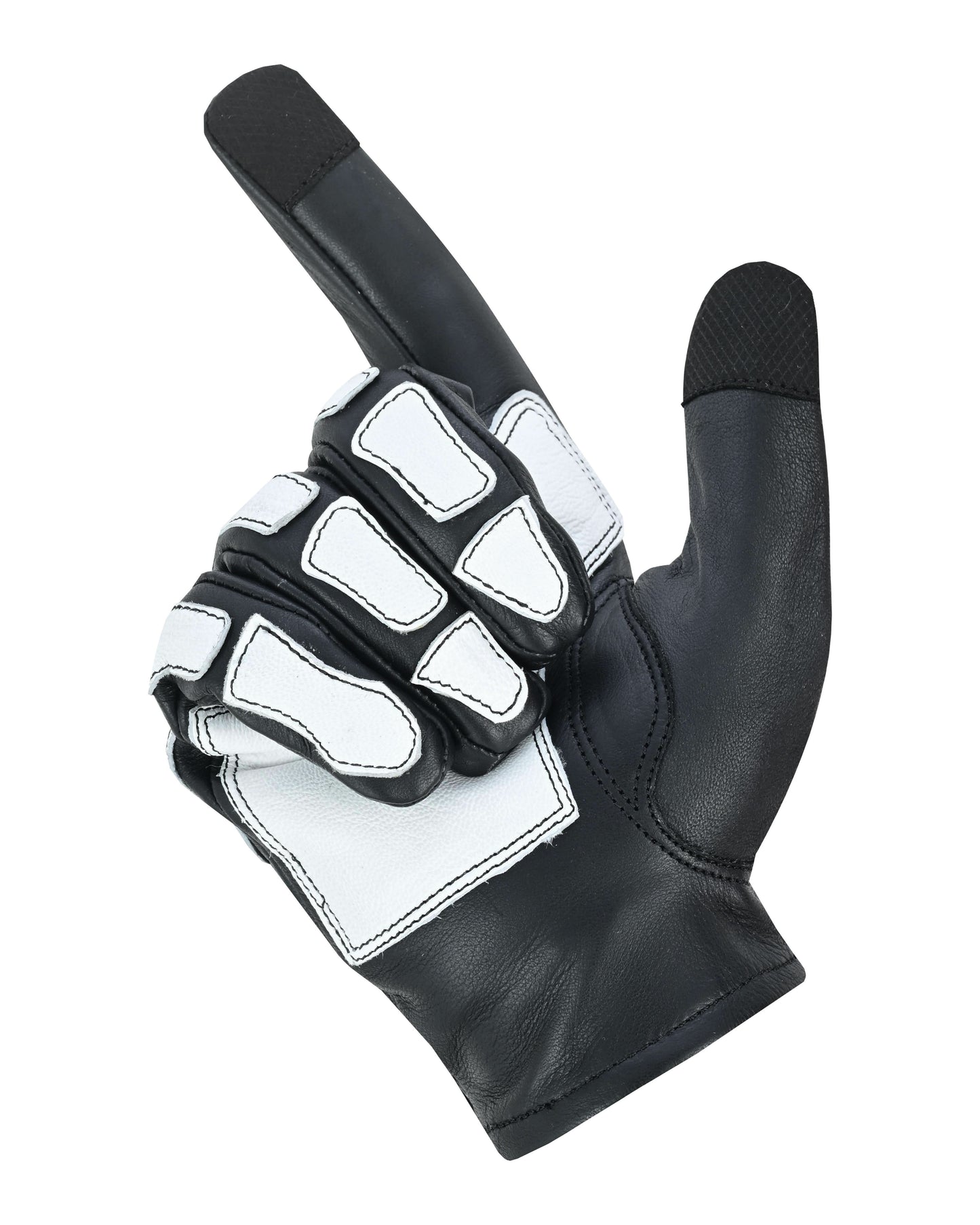 Men's White on Black Skeleton Grip Gloves