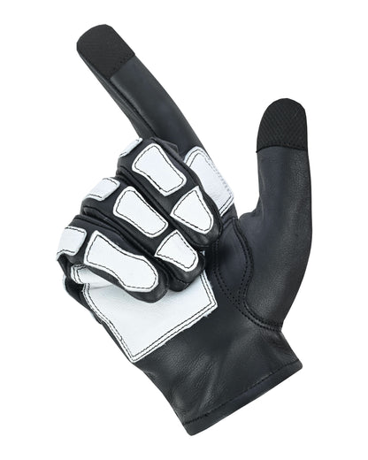 Men's White on Black Skeleton Grip Gloves