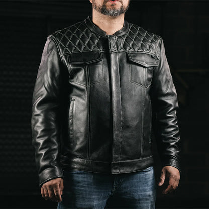 Cinder Men's Cafe Style Leather Jacket